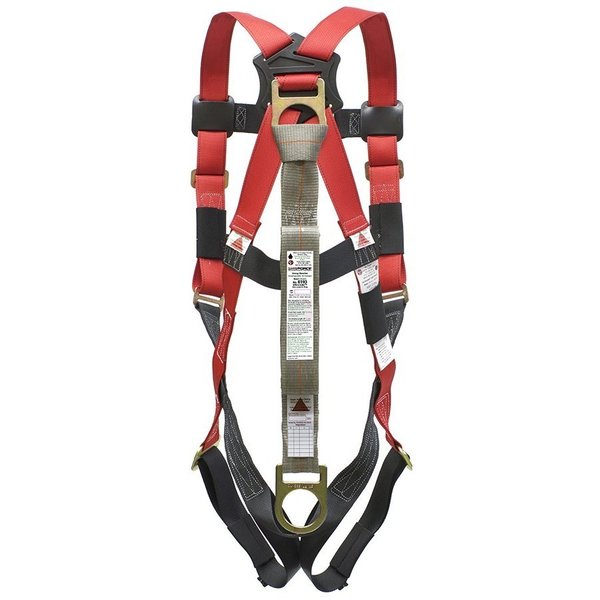 Super Anchor Safety Small - Red Webbing Fall Arrester Full Body Harness w/ 6192 Ultra-Lite Energy Absorber 6008-RS